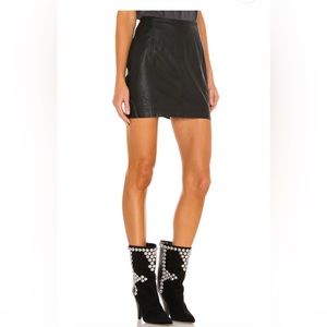 Free People Modern Femme Black Faux Leather Mini Skirt - Size 2